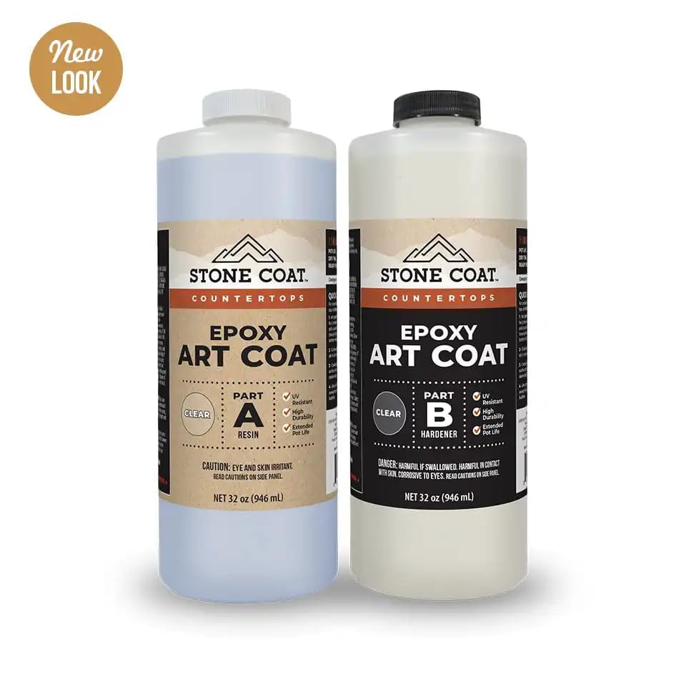 Stone Coat Countertops Art Coat DIY Epoxy Resin Kit - Zero VOCs, Extended Working Time, Food Safe and UV Resistant Resin for Alcohol Ink, Acrylic, Metallic Art Markers and Paint (1/2 Gallon)
