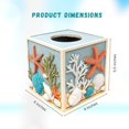 thumbnail image 3 of Seaside Splendor Tissue Box Cover – 3D Resin with Seashells & Starfish – Coastal Beach Décor for Bathroom, Bedroom, or Living Room – Decorative Square Tissue Holder, 3 of 7