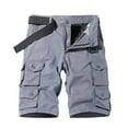 thumbnail image 2 of YLSDY Men's Summer Outdoor Travel Hiking Shorts Straight Fit Bermuda Shorts with Belt Solid Color Multi-Pockets Cargo Shorts Gray XL, 2 of 3