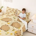 thumbnail image 3 of Erosebridal Funny Capybara Queen Sheet Sets for Kid, Yellow Floral Bed Set, 4-Piece, 3 of 5