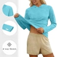 thumbnail image 4 of Maqroz Womens UPF 50+ Sun Protection Hoodie Shirt with Thumb Holes Long Sleeve Workout Fishing Hiking Hooded Uv Protection Shirts Lightweight Quick Dry Tops Outdoor Light Blue L, 4 of 6