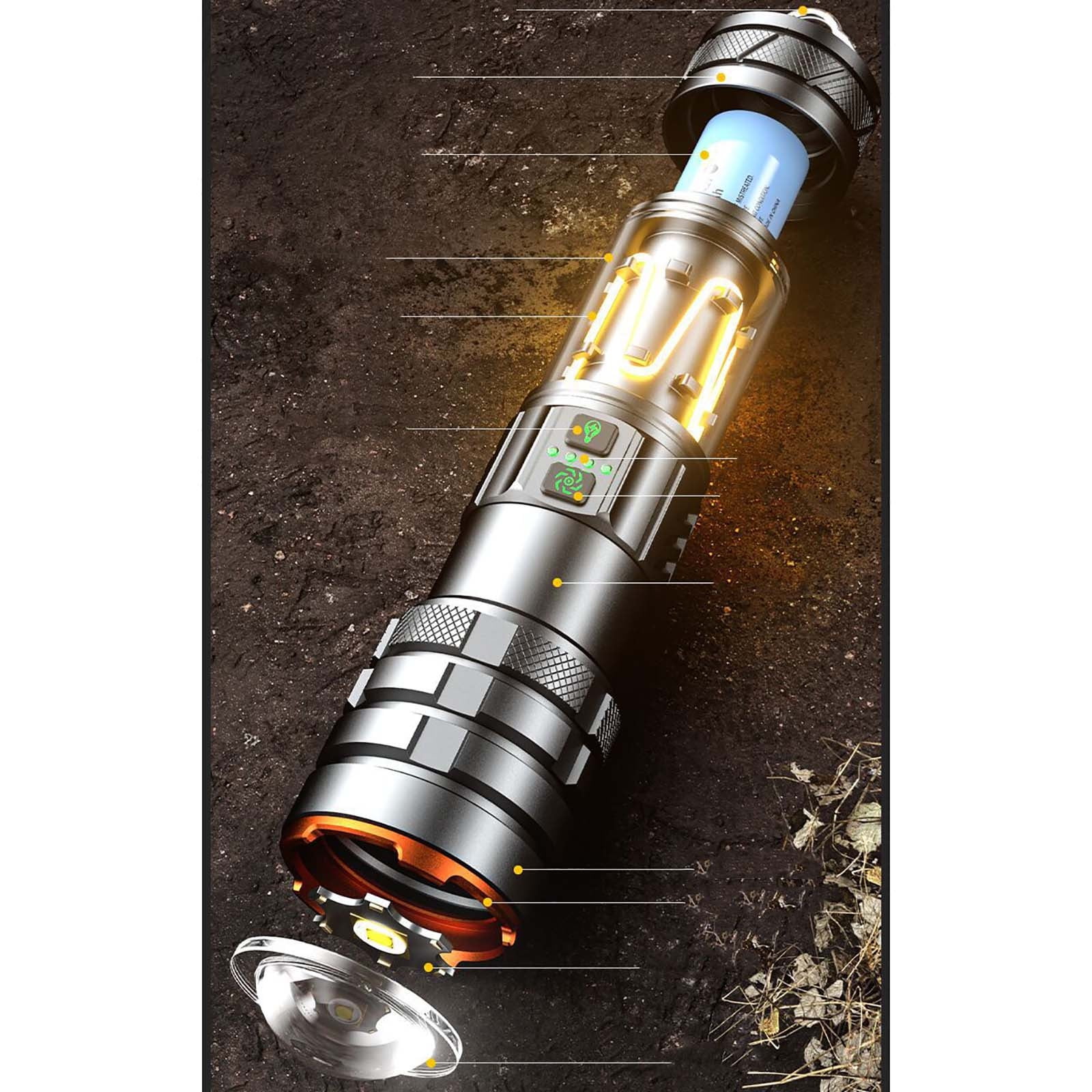 KITTEHIGM Flashlight Olight Bright Multifunctional White Strong Light Flashlight Charging Outdoor Long Range Shooting Household Lighting Can Be Used as Camping Light
