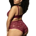 thumbnail image 2 of Mapale 2pc Set PLUS: Triangle Bralette, High Waist Panty (8648X),2X/3X,Burgundy, 2 of 3