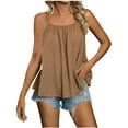 thumbnail image 3 of Women's Casual Solid Color Adjustable Shoulder Strap Sling Sleeveless Loose Fit T-Shirt Blouse Top for Summer | CSEONE,Brown L, 3 of 9