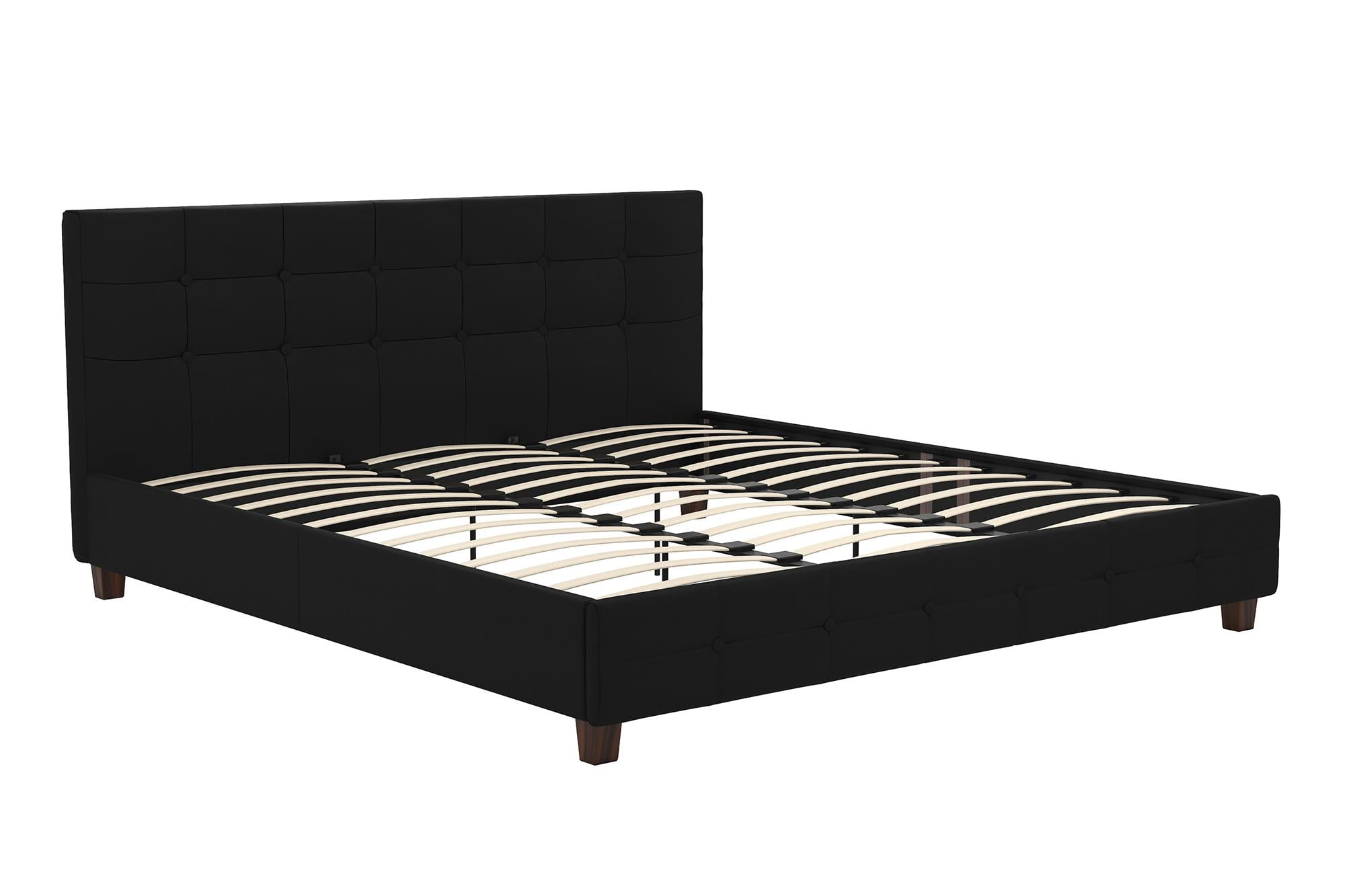 DHP Rose Tufted Upholstered Platform Bed Frame, King, Black Linen