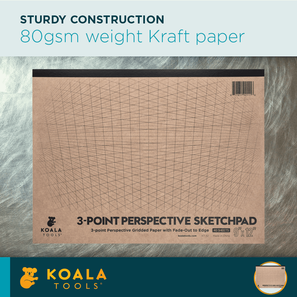 Koala Tools - 40-Page Large Drawing Pad for 5-Point Perspective Drawing, Sketch  Pad with Sphere