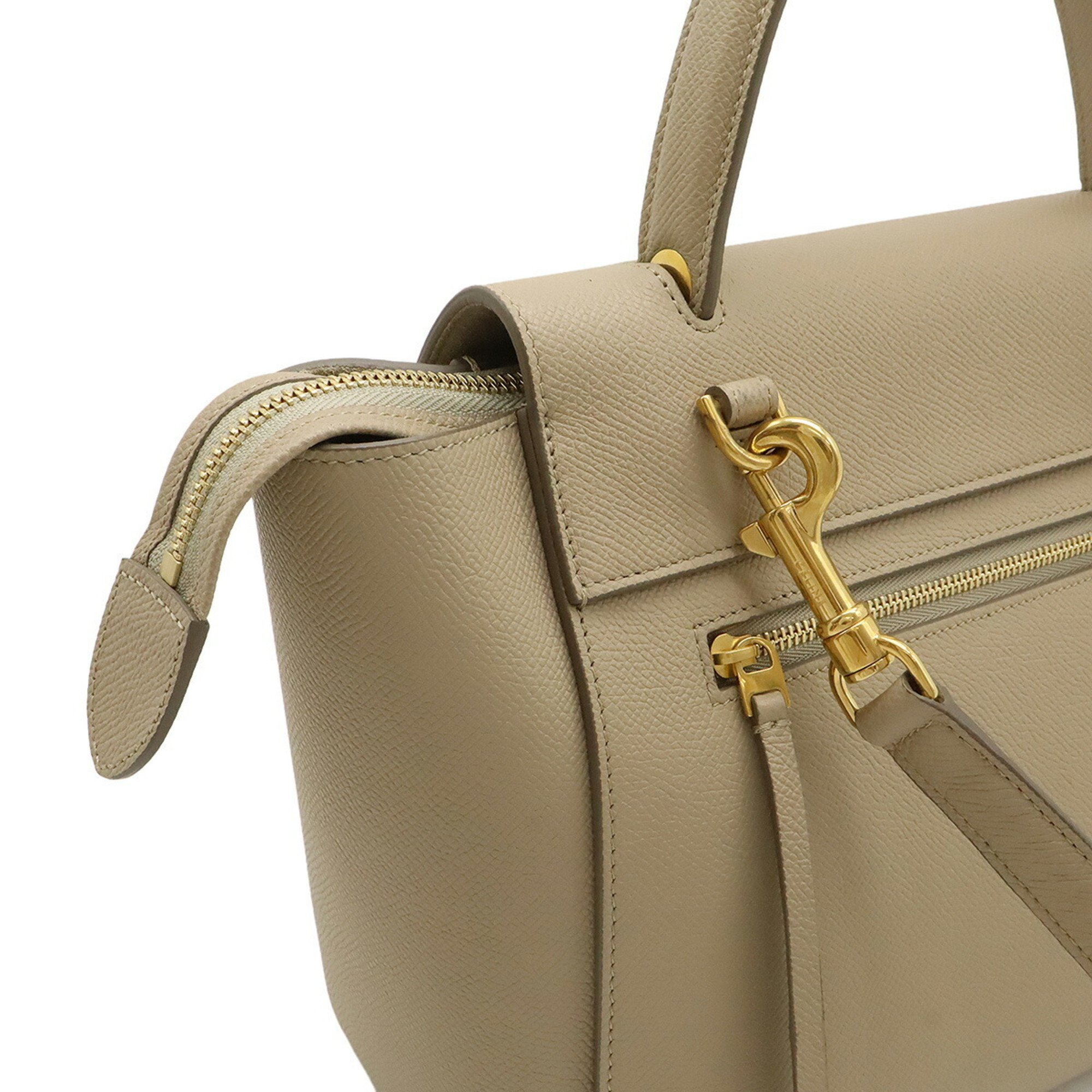 CELINE 189153 Belt Bag Micro Shoulder Handbag Leather Women\'s Beige Céline Celine 189153 Belt Bag Micro Shoulder Handbag Beige  main image 3