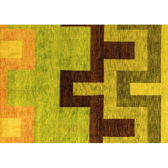 Ahgly Company Indoor Rectangle Abstract Yellow Modern Area Rugs, 7' x 10'