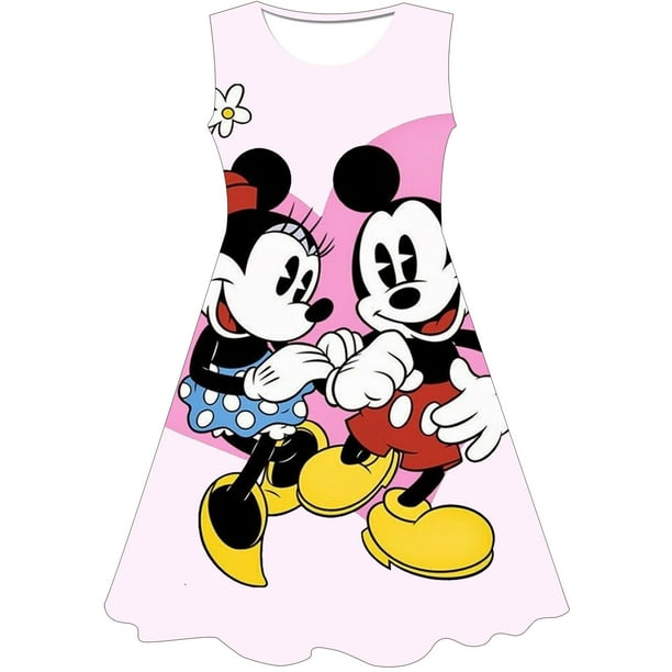 Falda con estampado 3D de Minnie y Mickey Mouse de Disney para niñas, vestido de Minnie y Mickey para niñas, vestido encantador para niñas de 1 a 10 años y 12 meses Gao Jinjia LED