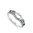 thumbnail image 4 of Cute Filigree Swirl Crown Open Heart Promise Ring .925 Sterling Silver Band Jewelry Female Size 5, 4 of 4