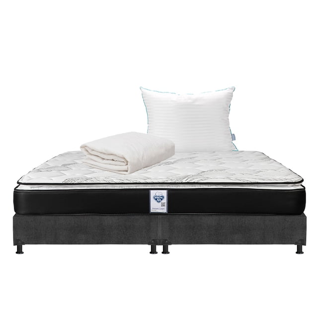 Colchon King Size Premier+Box Base Cama+Almohada Royal+Protector Ultra