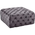 thumbnail image 1 of Meridian Furniture Ariel Collection Modern | Contemporary Grey Velvet Upholstered Ottoman/Bench with Deep Button Tufting, Solid Wood Frame, Square,, 1 of 2