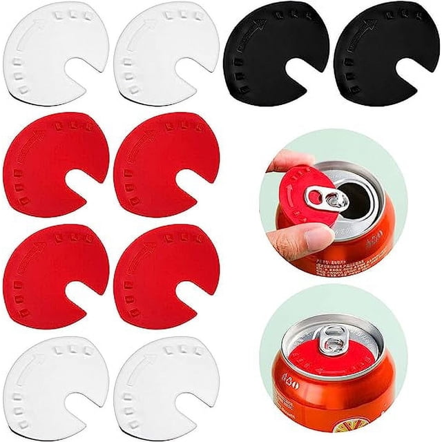 Xiao Hua 10 piezas de sellador de tapas de latas, protector de tapas de latas de bebidas, sellador de tapas de plástico para cerveza, jugo, refresco y más, color aleatorio (negro, blanco, rojo)