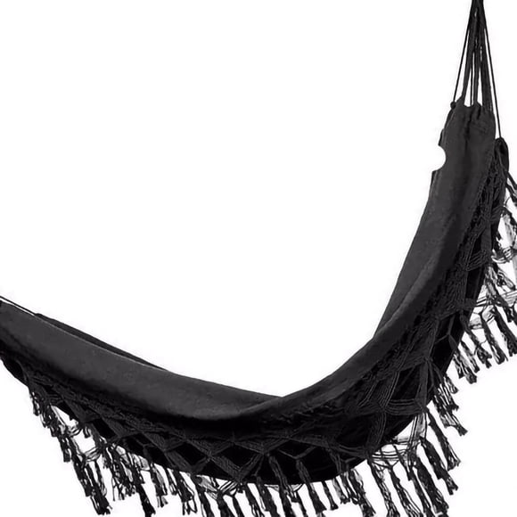 Hamac Double Portable Rustique à Pompons pour Adultes avec 2 Cordes de Serrage Sac de Rangement pour Camping Intérieur Extérieur