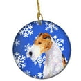 thumbnail image 1 of Fox Terrier Winter Snowflakes Holiday Christmas Ceramic Ornament, 1 of 1