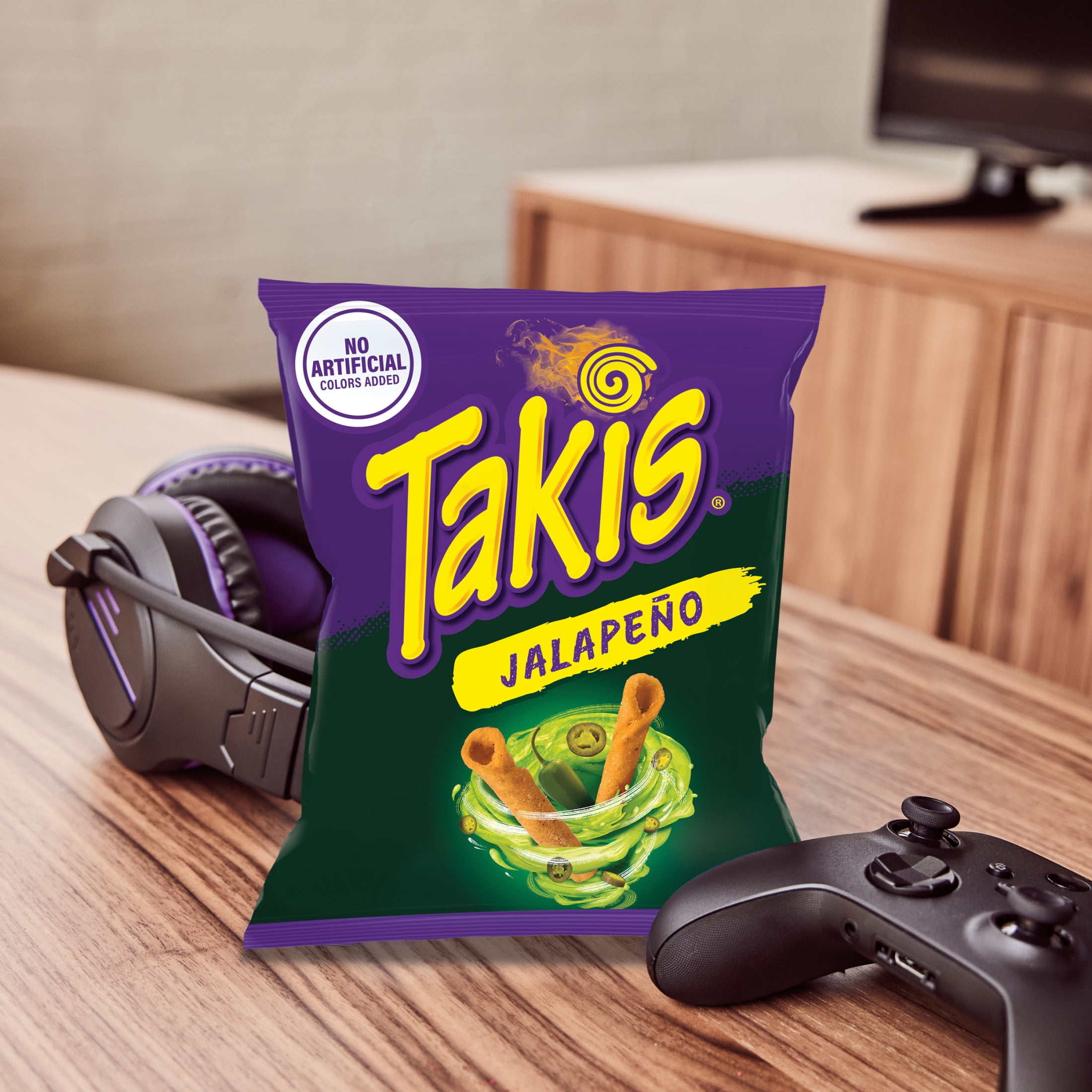 Takis Jalapeno 3.25 oz Snack Size Bag, Pickled Jalapeno Rolled Tortilla Chips