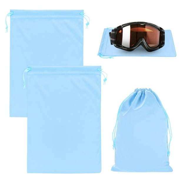 Uxcell 2-Pack Bolsa para Gafas de Esquí, 10.6" x 7.1" Bolsas Suaves de Microfibra con Cierre de Cordón para Gafas de Nieve Azul Claro