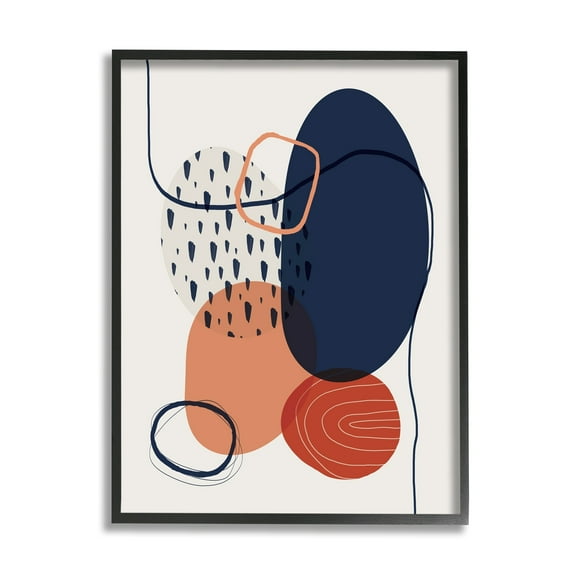 Stupell Industries Bold Patterned Circles Shapes Abstract Blue Line s Framed Wall Art, 24 x 30, Design by Urban Epiphany