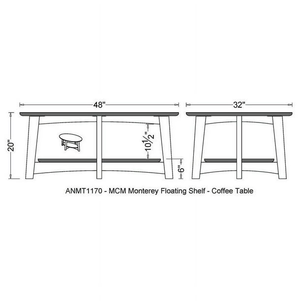 Monterey Oval Mid Century Modern Wood Coffee Table Chestnut - Alaterre  Furniture