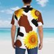 thumbnail image 4 of Fotbe Sunflower Cow Camisa Hawaiana para Hombre Unisex – Camisa Casual de Verano con Botones de Manga Corta de Algodón y Lino,Small, 4 of 7