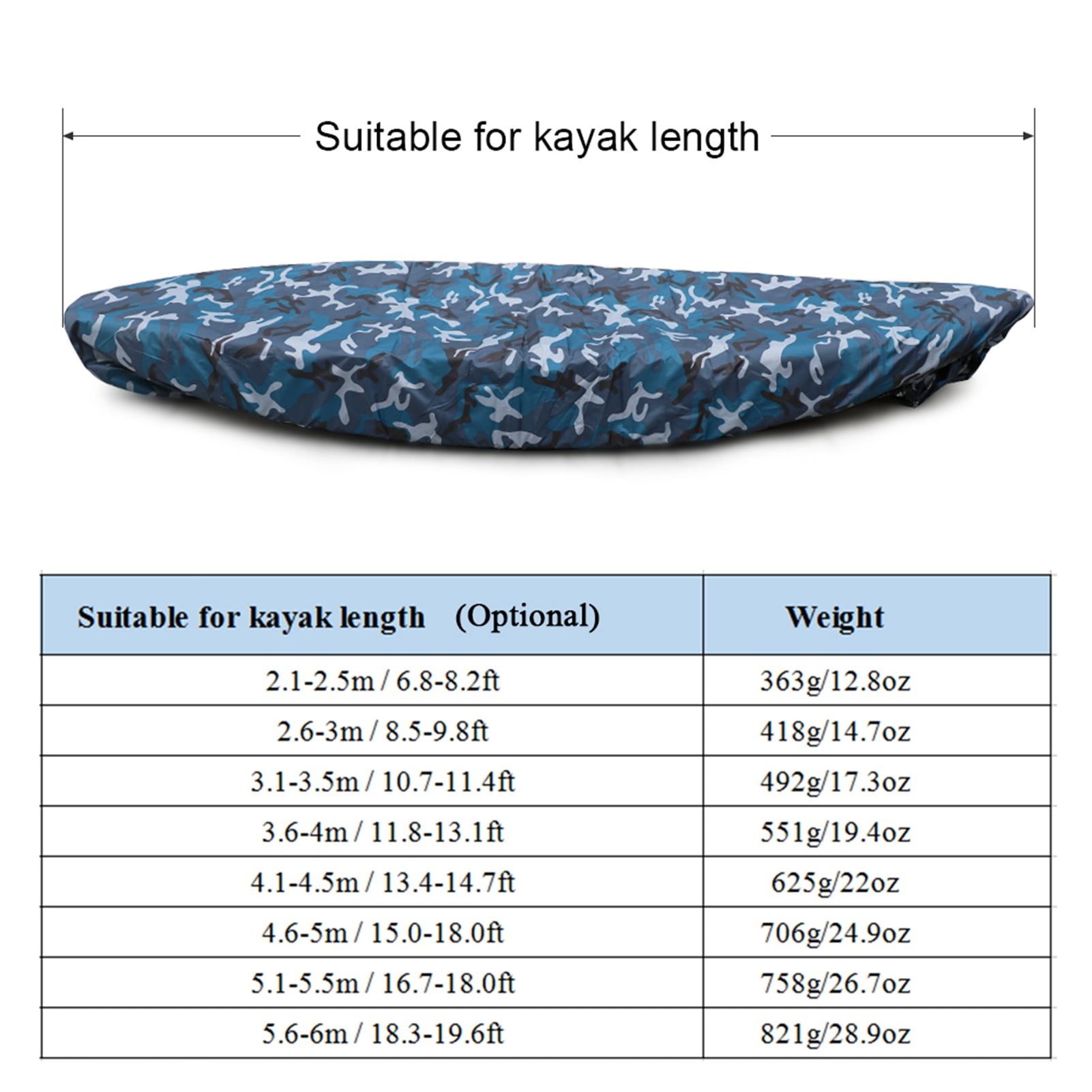 Professional Universal Camouflage Kayak Canoe Boat Waterproof UV Resistant Dust Storage Cover