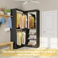 thumbnail image 3 of Homieasy Corner Closet System, 36 Inch Large Freestanding Closet Organizer System with 2 Hanging Rod and Storage Shelves, Sturdy Walk in Towers, 36" W x 36" D x 80" H, Black, 3 of 7