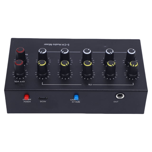 Microphone d'Entrée Expandeur d'Instrument Mixeur 5 Canaux avec Réverbération Retardatrice Haut-Parleurs Extérieurs Charge Console Sonore
