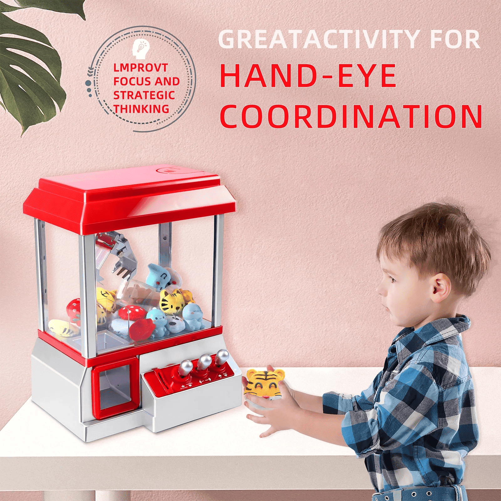 Somnr Claw Machine Arcade Toy with Sound - Children's Candy Dispenser Vending Game, Perfect Christmas & Birthday Present for Ages 3+