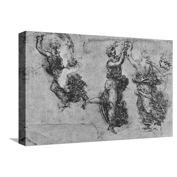 Art.com 'Studies of Dancing Nymphs', c1480 (1945) Stretched Canvas Print Wall Art by Leonardo Da Vinci, 18" x 12"