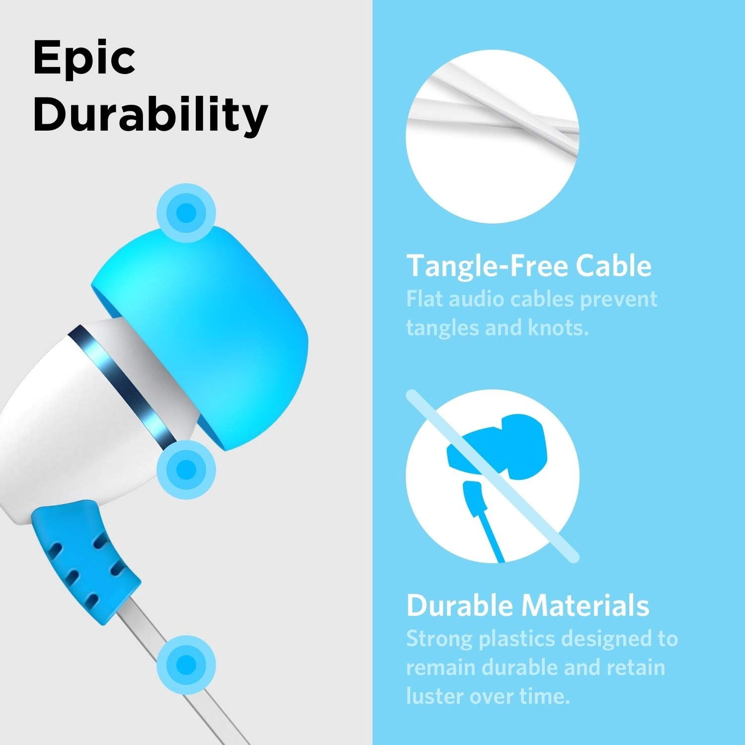 LilGadgets BestBuds Volume Limited, Wired in-Ear Earbuds Includes Microphone, Travel Case School Blue