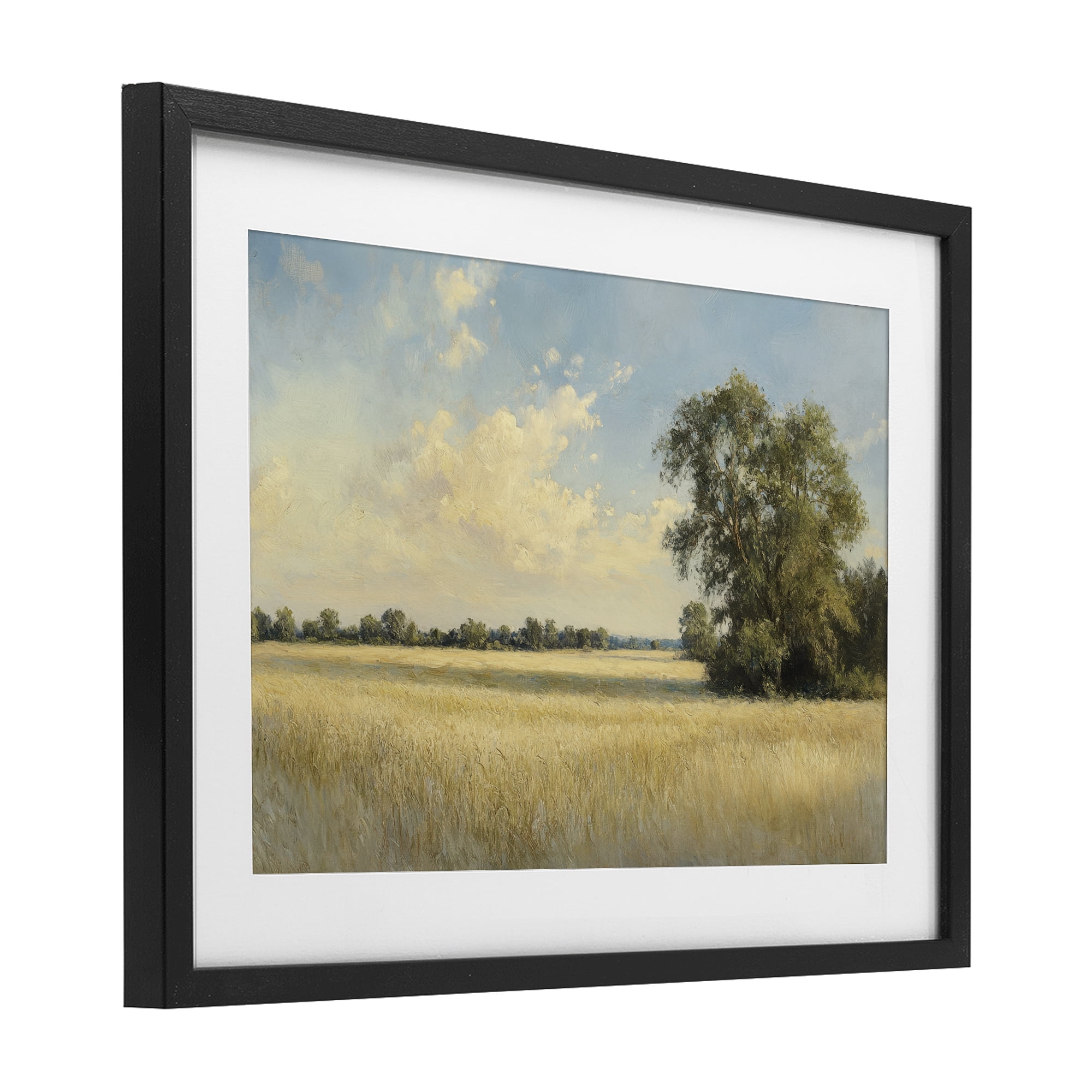 Stupell Industries Serene Wheat Field at Noon Black Framed Print Under Glass, design by Petal Prints Design
