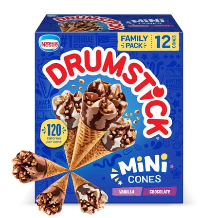 Drumstick Vanilla and Chocolate Mini Sundae Cones, Kosher, 12 Count