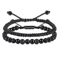 thumbnail image 2 of 2 Pcs Men's Handwoven Bracelets Black Gemstone Matte Agate Stone Healing Spiritual Beaded Bracelet for Men or Women Gift Idea for Men, 2 of 7
