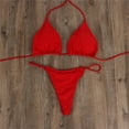 thumbnail image 3 of Conjunto de bikini con vendaje, traje de baño brasileño unicolor, traje de baño con tanga acolchado, 3 of 5