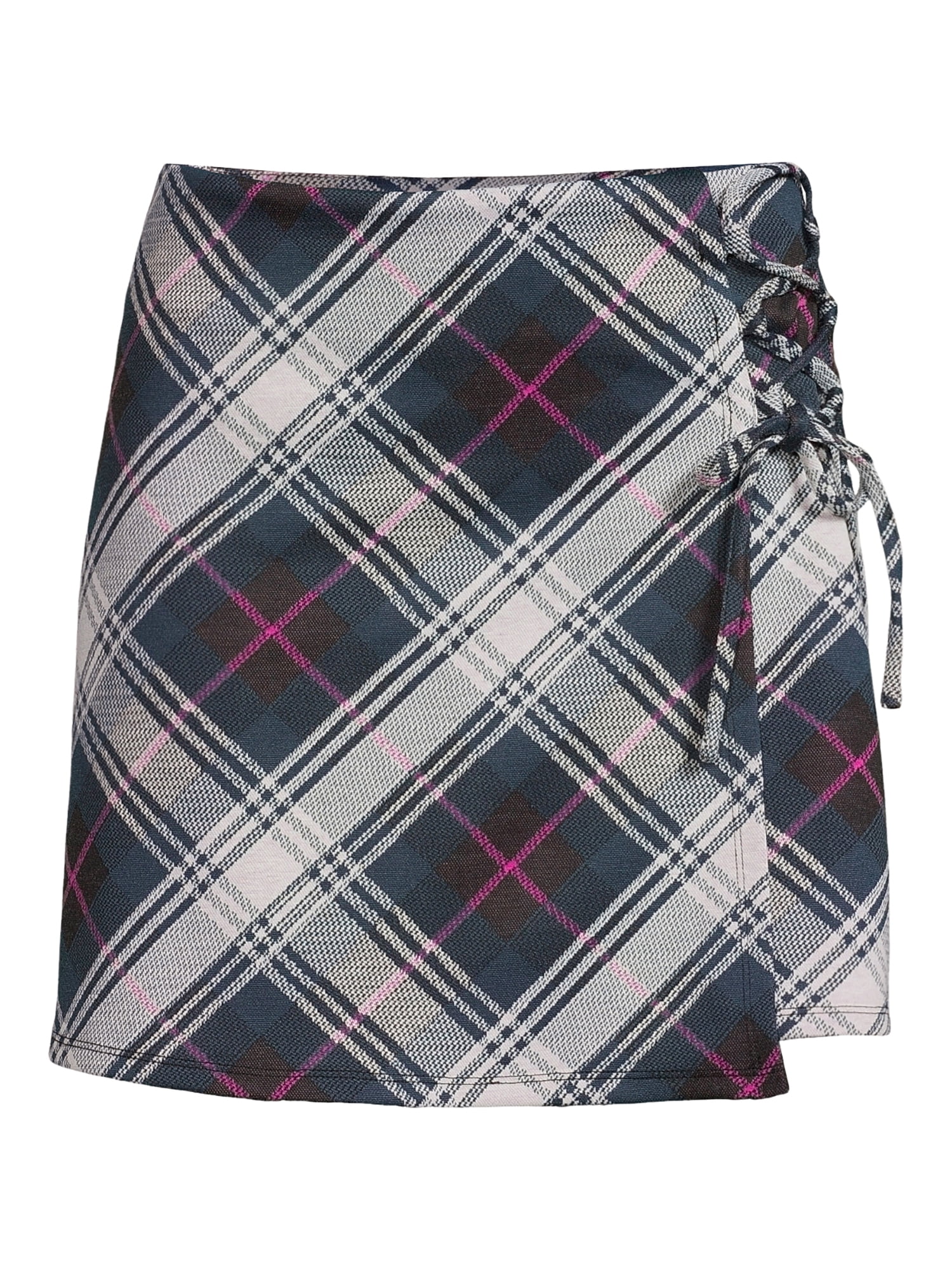 Madden NYC Junior's Side Lace-Up Plaid Skirt