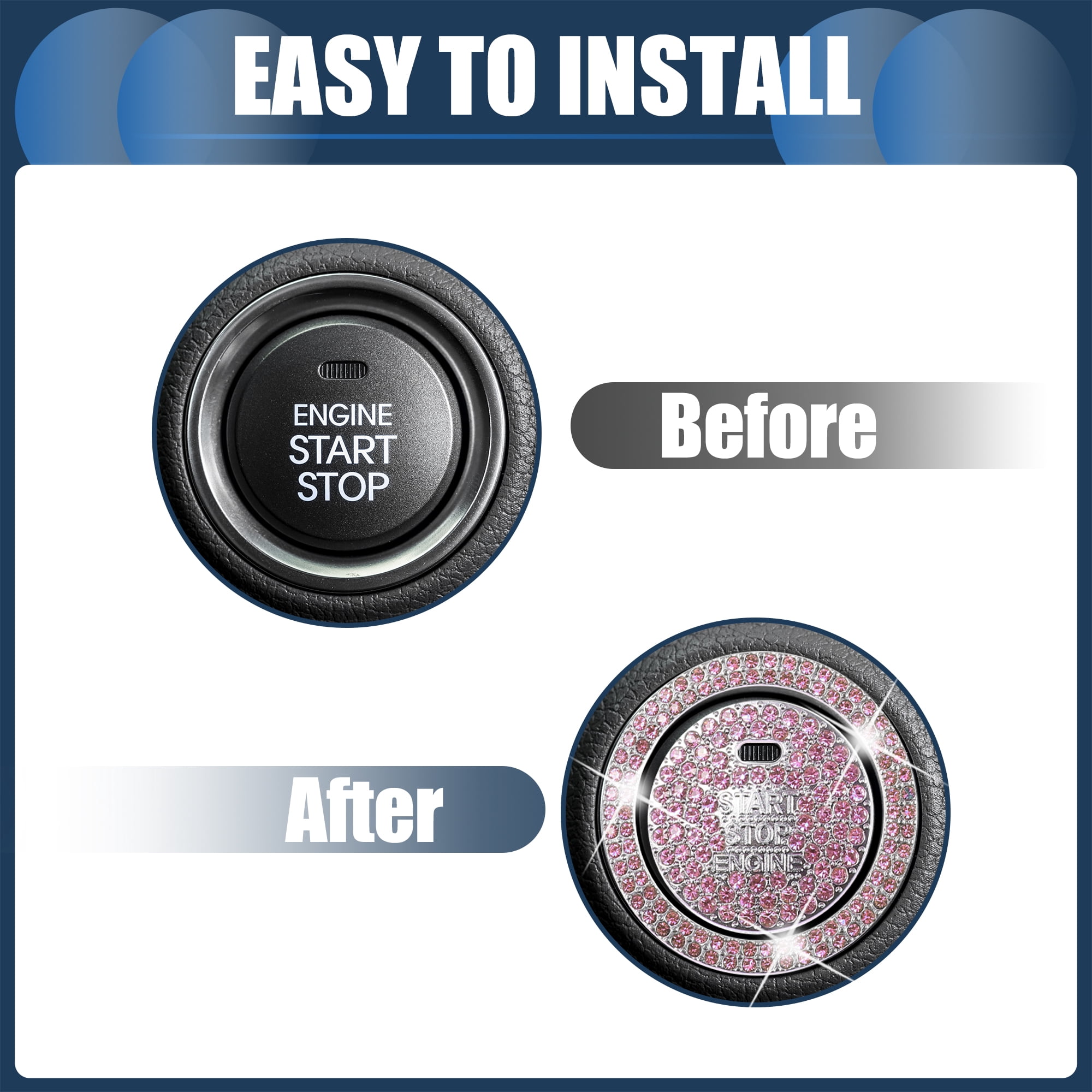Carbon Fiber Auto Startknop Cover - Universele Decoratieve Bescherming Voor Start/Stop Knop Met Verfijnde Look