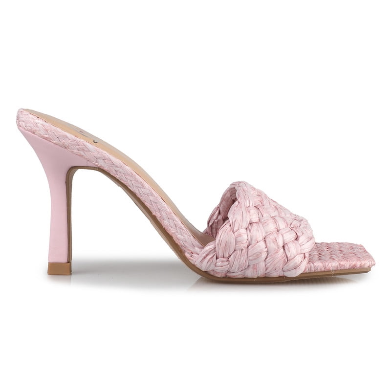 Women's Earthy Elegance Straw-Embellished Stiletto Sandals