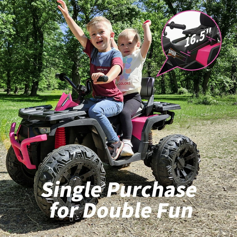Hikiddo JC333 24V Ride on Toy, Kids ATV 4-Wheeler with 400W Motor, 2 Seater  - Rose-Pink