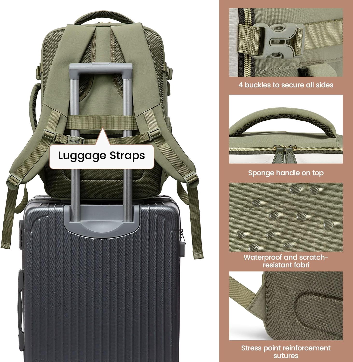 Lovevook Travel Backpack, 40L Carry-on Luggage Backpack Airplane Approved Size, Person Item Bag Business Weekender Overnight Bag with 3 Cubes