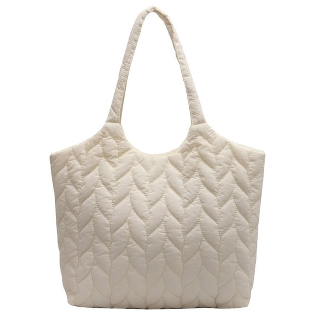 Nvzi Bolsa de lona de esponja para compras de verano, bolsos de hombro, color blanco
