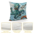 thumbnail image 4 of Pirates Throw Pillow Cushion Case, Pirates Crocodile Octopus Shark Crab Seagulls Parrot Bottle of Rum Cartoon Style, Decorative Square Accent Pillow Cover, Multicolor, 4 of 5