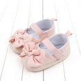 thumbnail image 2 of Xfvqtps Infant Girls Walking Shoes Mary Jane Bowknot Cute Princess Non Slip Comfortable Soft Sole Cotton Prewalker Baby Newborn Fashion Crib Shoes Pink, 2 of 6