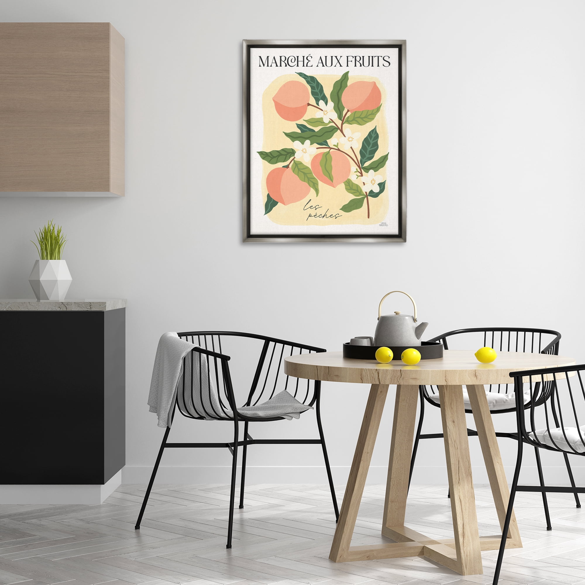Stupell Industries Marche Aux Peaches Food & Beverage Painting Gray Floater Framed Art Print Wall Art, 25 x 31