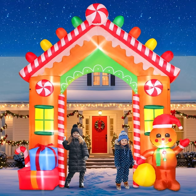 Arco inflable de Navidad Thanger de 9 pies con luces LED