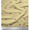 thumbnail image 1 of Soimoi Beige Silk Fabric Cherry & Dots Printed Craft Fabric by the Yard 42 Inch Wide, 1 of 1