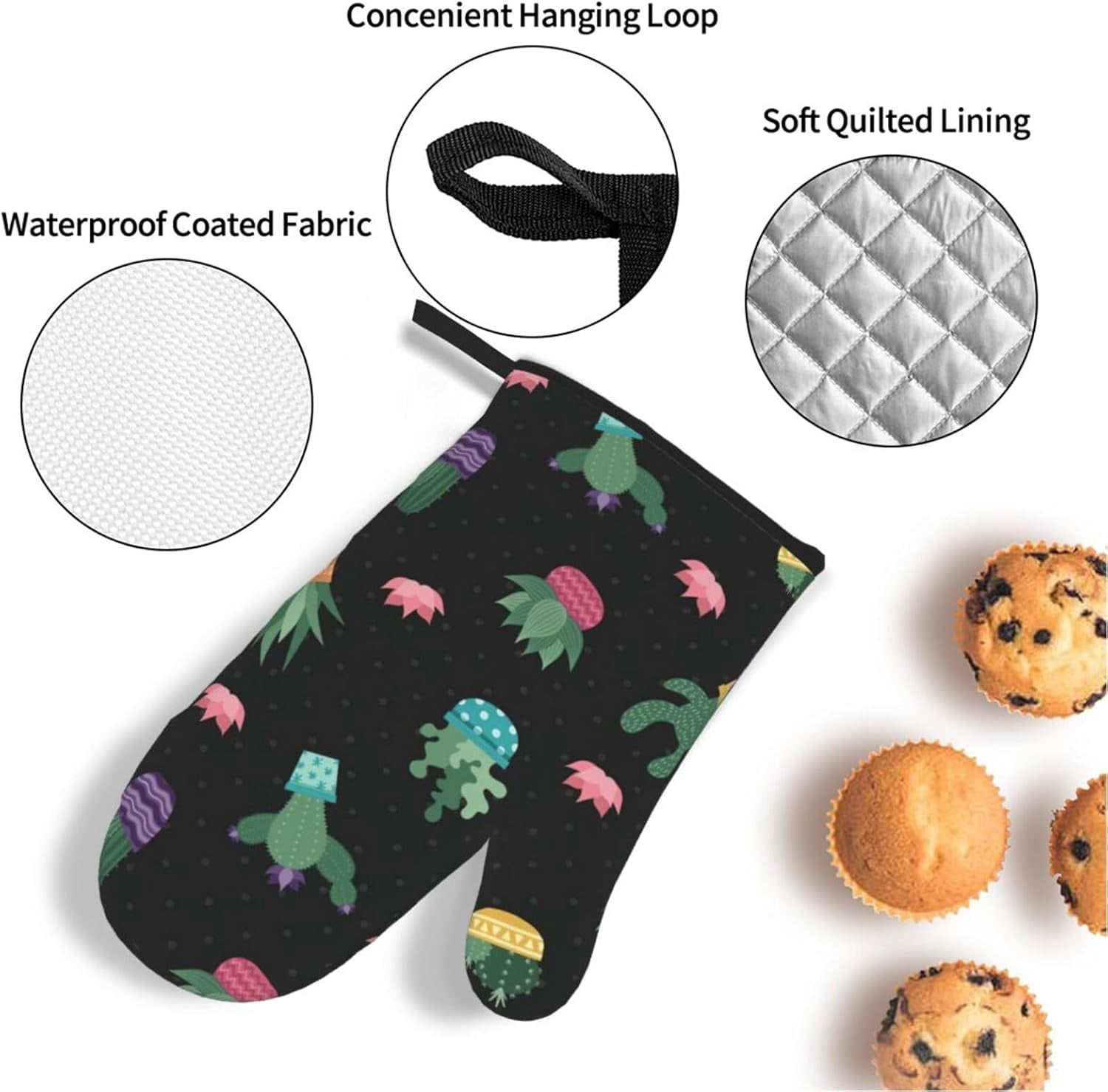 Cactus.. Oven Mitts and Pot Holders Sets for Kitchen 4 Pcs 7"X11" Heat Resistant Baking Cooking