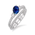 thumbnail image 2 of Huge 2.50 Carat Sapphire and Diamond Wedding Ring Set for Women in 14k White Gold affordable sapphire & diamond engagement ring, 2 of 2