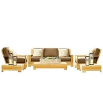 Grade-A Teak Wood Leveb 6 Piece Sofa Set - 1 Sofa (3 Seater), 2 Lounge Chairs, 1 Ottoman, 1 Coffee Table & 1 Side Table (Furniture & Cushions Sold Separately) WholesaleTeak #52LV6PR