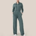 thumbnail image 2 of aidice Athletic Womens Rompers Lapel Neck Long Sleeve Zip Fitting Workout Running Jumpsuits with Pockets, 2 of 5