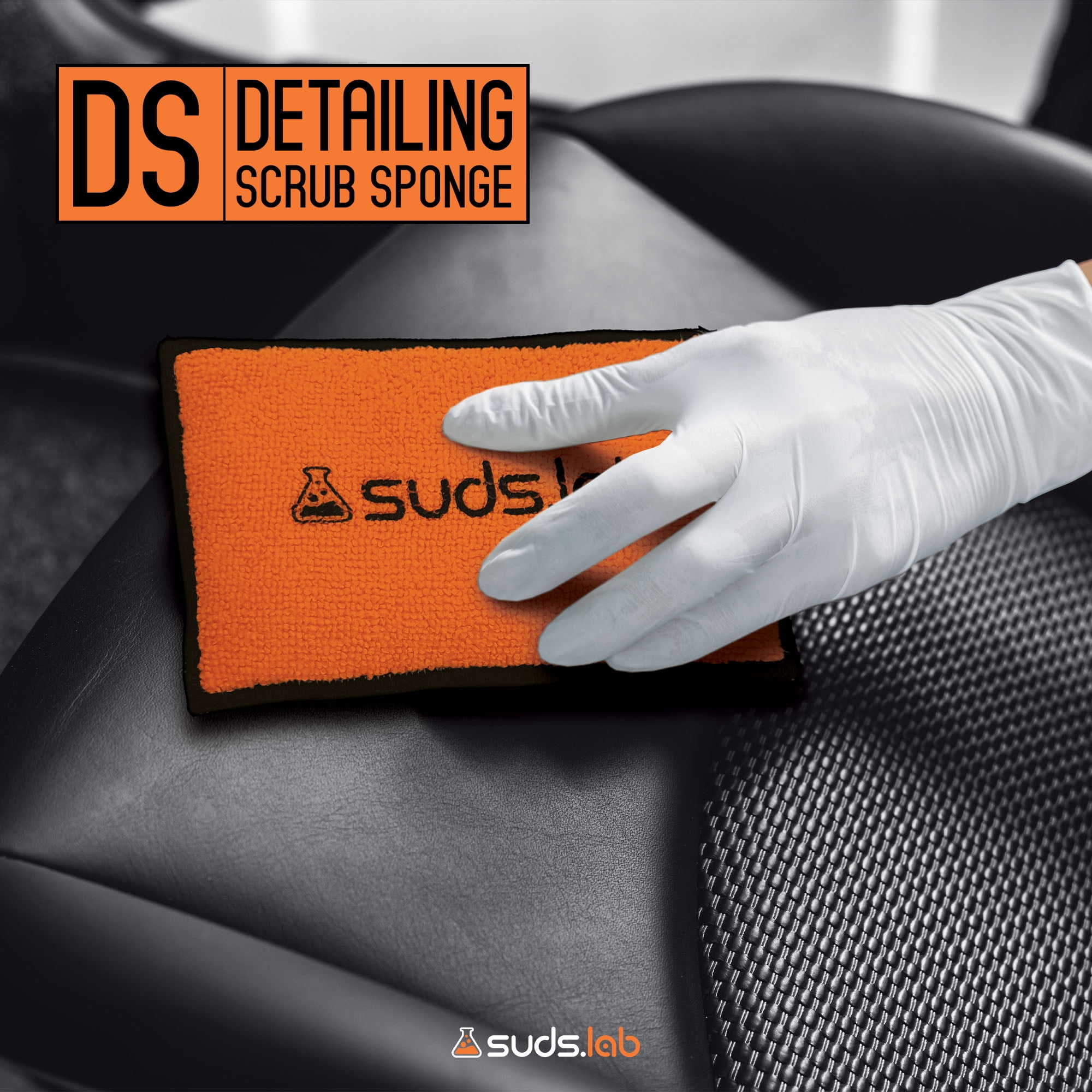 Suds Lab DS Microfiber Detailing Scrub Pad 2 Pack - Car Interior Cleaning & Detailing Microfiber Scrub Pads - Safe On Leather, Vinyl, Plastic, Etc.
